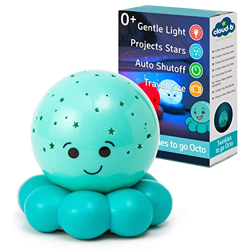 Cloud b Travel Comforting Nightlight Projector | Gentle Brightness | 3 Colors with Color Rotation Option | Auto-Shutoff | Octo Baby Blue