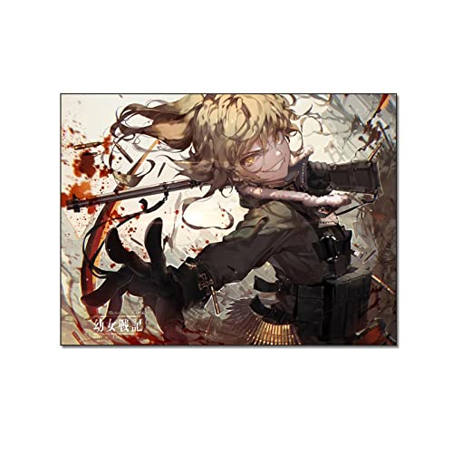 Anime Posters Saga of Tanya The Evil Canvas Painting Wall Art Poster for Bedroom Living Room Decor 20x26inch(51x66cm) Frame-Style