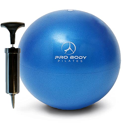 ProBody Pilates Ball Small Exercise Ball w/Pump, 9 Inch Barre Ball, Mini Soft Yoga Ball, Workout Ball for Stability, Barre, Ab, Core, and Physical Therapy Ball at Home Gym & Office (Blue)