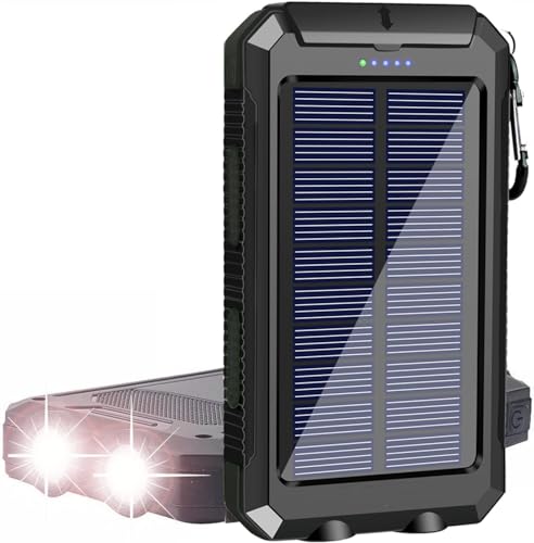 Solar Charger, 38800mAh Portable Solar Power Bank for All Phones, Waterproof Battery Pack, Camping External Backup Power Charger Dual USB 5V Outputs/LED Flashlights, Suitable for Outdoor Activities