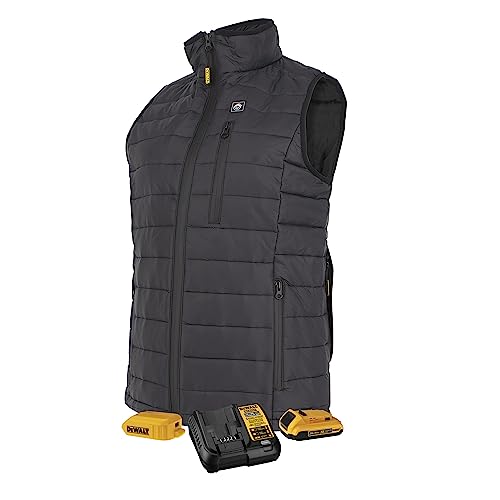 DEWALT Womens Standard Lightweight Puffer Heated Vest Kit Black XX-Large