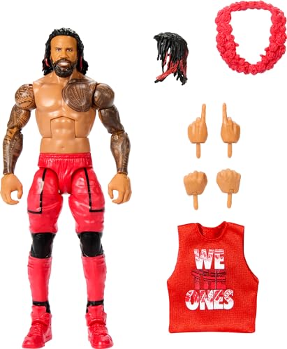 WWE Elite Action Figure & Accessories, 6-inch Collectible Jimmy USO with Articulation, Life-Like Look & Swappable Hands​
