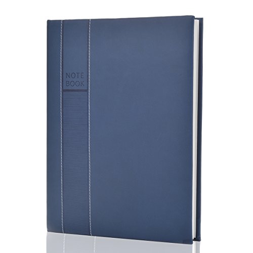 Large Notebooks and Journals Classic Hardcover Notebook 8 x 11 inch 128 Sheets (256 pages) Leather Notebook Journals to Write in for Women Men OZCHIN (Blue)