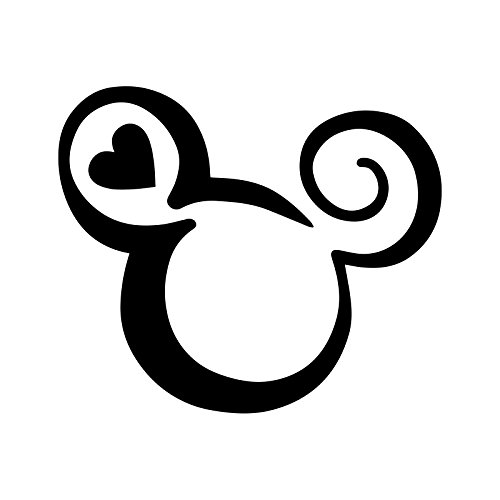 Mouse Head Heart Outline Decal Notebook Car Laptop 5.5' (Black)