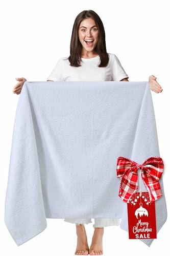 TEXTILOM 100% Turkish Cotton Oversized Luxury Bath Sheets, Jumbo & Extra Large Bath Towels Sheet for Bathroom and Shower with Maximum Softness & Absorbent (40 x 80 inches)- White