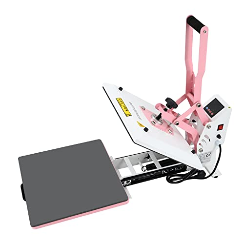 BetterSub Heat Press 15x15 inch Digital Heat Press Machine, Slide Out Industrial Quality T-Shirt Heat Transfer Machine Pink
