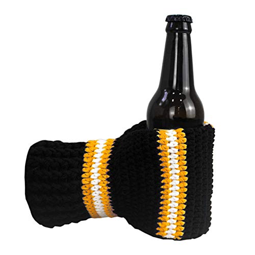 FunisFun Beer Mitten Gloves, Knit Stitched Drink Mitt Holder for White Elephant Gag Gift Tailgating Idea Large