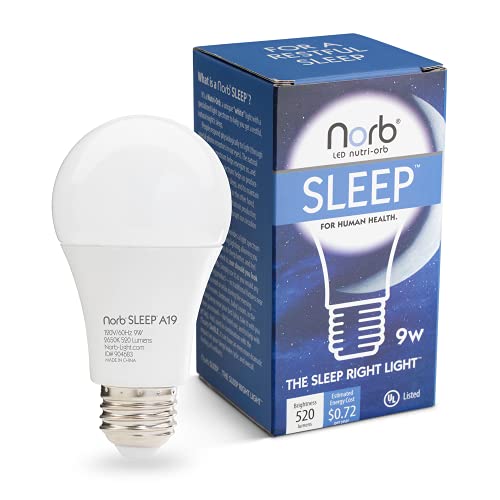 NorbSLEEP - Low-Blue Light Bulb for Bedtime and Evening, for Restful, Healthy Sleep for All Ages (Baby and Adults) (9W 1 Pack)