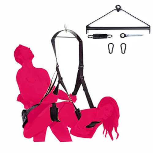 Sex Swing BDSM Bondage Restraints Swing Toys Kit Set for Adults Couples Bedroom Position Swing Heavy Duty 360 Degree Spinning Swing Sex Indoor Yoga Swing with Frame for Adults Couples Ceiling Sweater