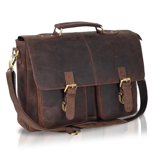 Brown Vintage Messenger Bags For Him And Her | Leather | Adjustable Shoulder Strap | Multiple Compartment | Sleek Design