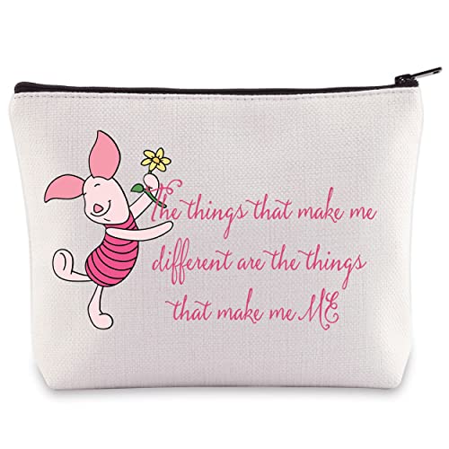 BWWKTOP Piglet Cartoon Makeup Bag Pig Movie Inspired Gifts The Things That Make Me Different Are The Things That Make Me Me Zipper Pouch Bag Piglet Merchandise (Make Me Different)