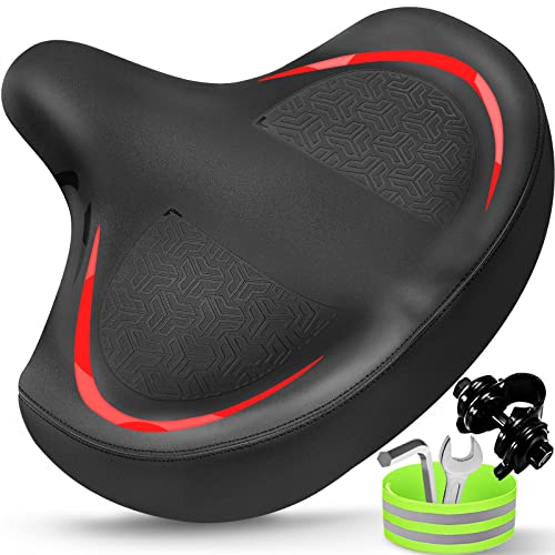 Twomaples Bicycle Seat, Bike Seat for Women Men Extra Comfort Wide, Oversized Comfortable Seats Saddle for Peloton Bikes, Fit for Exercise Bikes, Electric Bikes, Mountain Bikes, Cruiser Bikes