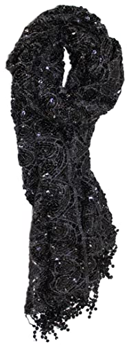 Ted and Jack - Luxe Bedazzled Sequin and Sparkle Scarf in Black