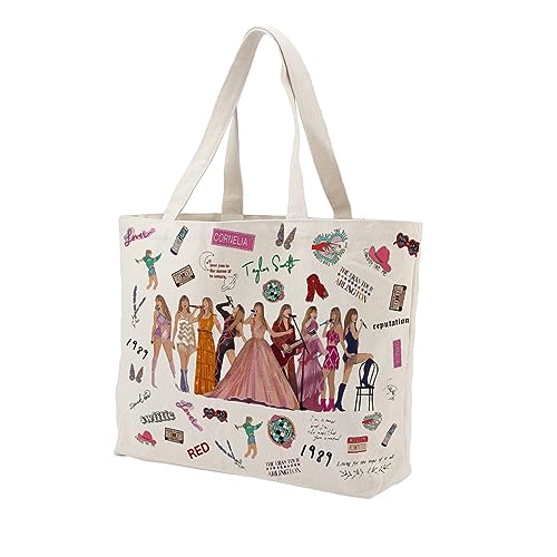 QualityLife Taylor Tote Bag Inspired Singer Fans Merch Big Capacity Bag Merchandise Music Lover Gifts for Women and Girls
