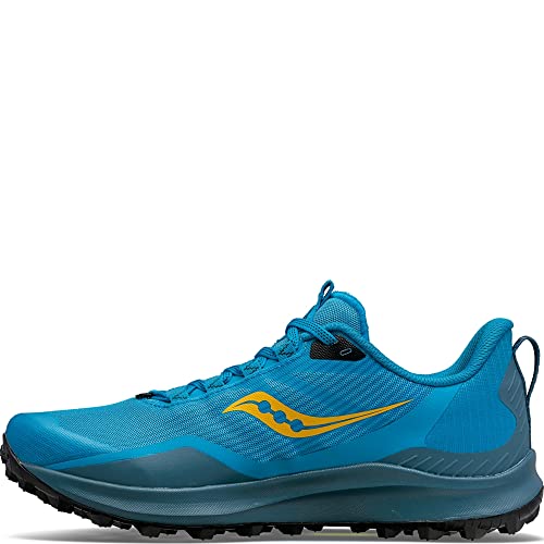 Saucony Men's Peregrine 12 Trail Running Shoe, Ocean/Black, 11