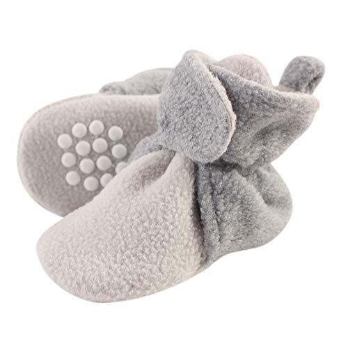Luvable Friends unisex baby Cozy Fleece Booties Winter Accessory Set, Neutral Gray Light Gray, 6-12 Months Infant US