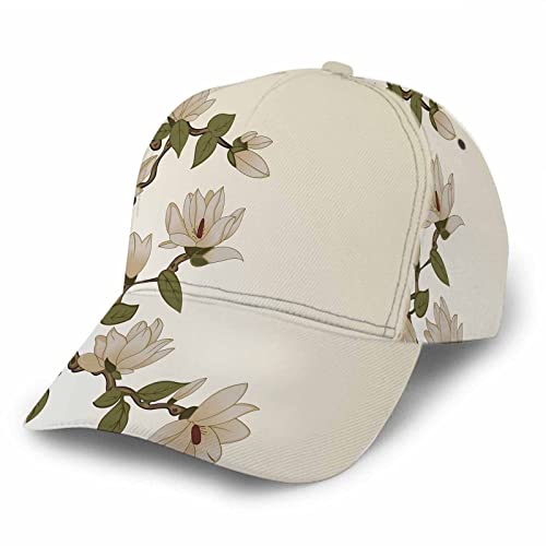 HOSNYE Magnolia Flowers Baseball Cap Adjustable Snapback Hats Ball Hat Sport Caps for Men Women Fashionable