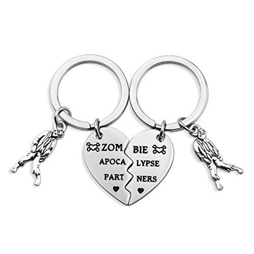bobauna Zombie Apocalypse Partners Broken Heart Keychain Set Of 2 Gift For Best Friends Couples (Zombie Apocalypse Partners)