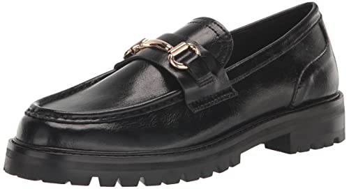 Steve Madden Women's Mistor Loafer, Black Leather, 7