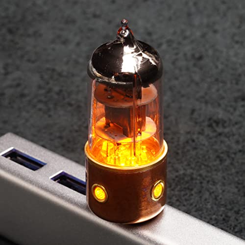 Handmade Crafstor Porthole USB 3.1 Flash Drive 64Gb Orange Pentode Radio Tube Steampunk Accessory Industrial Style Authentic Copper Retro Key Stick Storage