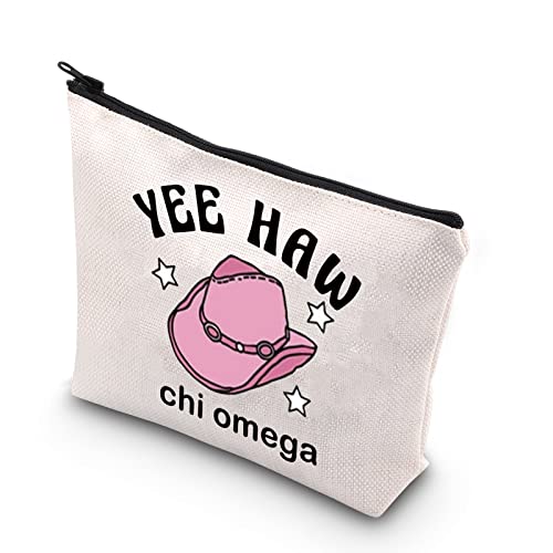 TSOTMO Chi Omega Cosmetic Bag YEE HAW Chi Omega Social Club Chi Omega Sorority Greek Zipper Pouch Bag For Women (YEE HAW)