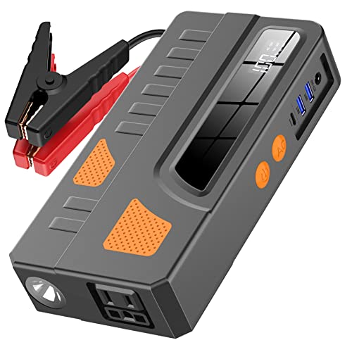 BooKoo Portable Laptop Phone Charger 66000mWh with Car Jump Starter and 110V AC Outlet, Portable Battery Pack Power Bank with LED Light for 12V Car (8L Gas or 6.5L Diesel) Home Outdoor and Camping