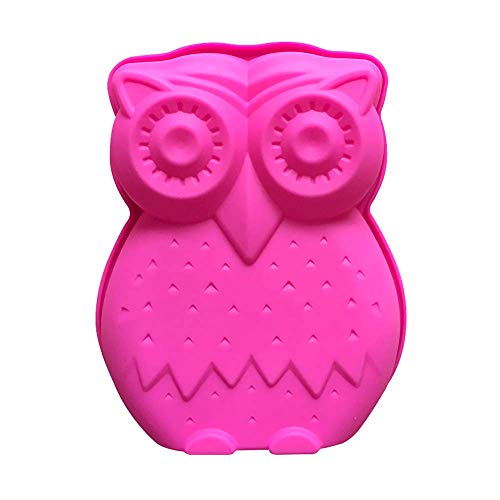 Fewo Mini Size Cute Owl Shape Silicone Cake Pan, Owl Mousse Cake Bread Pizza Baking Mold Jelly Silicone Mold Kitchen Bakeware Tools (7.3x6.3x1.2 Inch)
