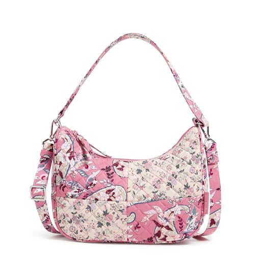 Vera Bradley Cotton Frannie Crescent Crossbody Purse, Botanical Paisley Pink Patchwork