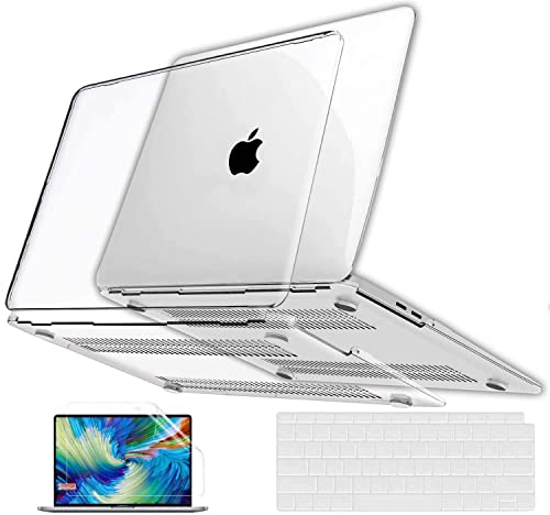 Case for MacBook Air 13 inch, Gvtech Crystal Clear Case 2020 2019 2018 A2337 M1 A2179 A1932, Plastic Hard Shell & Keyboard Cover & Screen Protector Compatible with MacBook Air 13' Retina