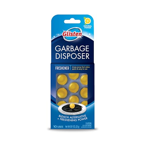 Glisten Garbage Disposer Freshener, Sink Disposal Odor Eliminator, Quick and Easy-to-Use, Lemon Scent, 10 Capsules