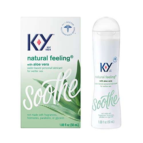 K-Y Natural Feeling Lube with Aloe Vera, Personal Lubricant, Water-Based Formula, Safe to Use with Silicone Toys and Condoms, For Men, Women and Couples, 1.69 FL OZ