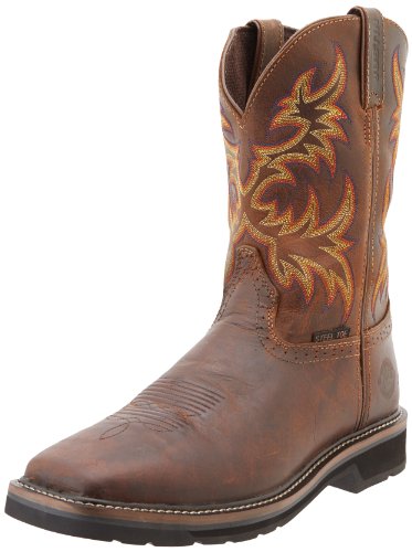 Justin Original Work Men's Stampede Steel Square Toe, Rugged Tan, 10 2E US