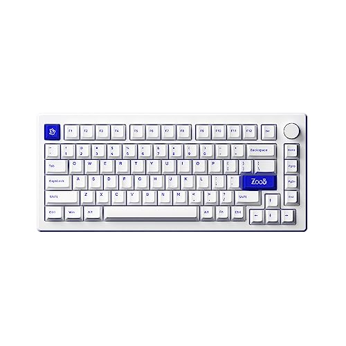 Akko MOD 007 PC Mechanical Gaming 75% Layout Keyboard with Blue on White Cherry Profile Double Shot Keycaps V3 Pro Piano Switch