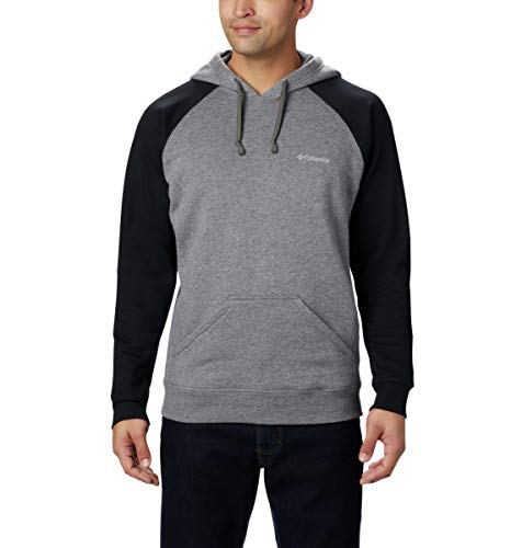 Columbia Men's Hart Mountain II Hoodie, Charcoal Heather/Black, Medium