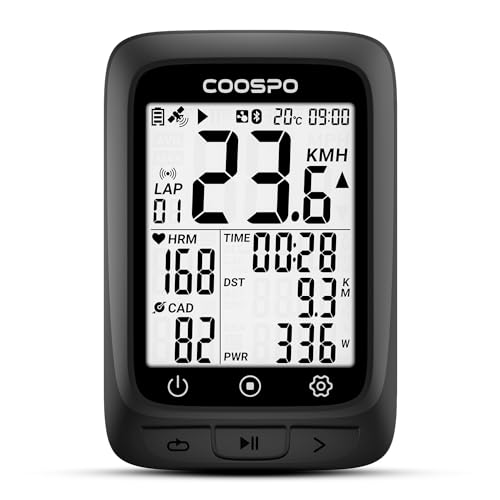 COOSPO Bike Computer GPS Wireless, ANT+ Cycling Computer GPS with Bluetooth, Multifunctional ANT+ Bicycle Computer GPS with 2.4 LCD Screen, Bike Speedometer with Auto Backlight IP67