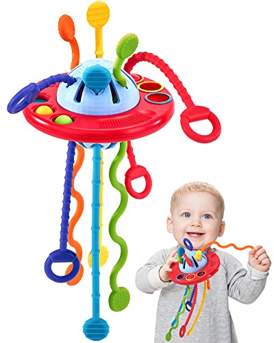 hahaland Toys for 1 Year Old Boy Birthday Gift Ideas - Silicone Pull String Montessori Toys for 1 Year Old, Travel Busy Sensory Fidget Baby Toys 12-18 Months - Toddler Toys Age 1-2 Stocking Stuffers