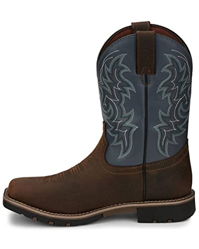 Justin Men's Waterproof Western Work Boot Soft Toe Chocolate 12 D(M) US