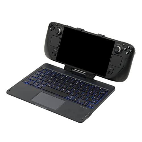 DeckTop - Steam Deck Keyboard and Bluetooth Trackpad Mouse with Multicolor LED Laptop Accessory for Valve Linux PC Gaming Accessories (Steam Deck/ROG Ally)