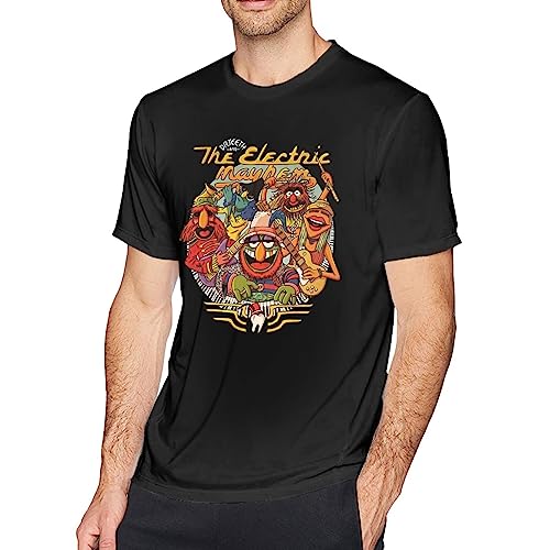 Dr Rock Teeth and The Music Electric Band Mayhem Short Sleeve T Shirts for Men,Novelty Men's Crewneck T Shirt Lightweight Cotton Graphic Tee Shirts Tops for Men Teen Costume X-Large Black Shirt