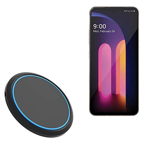 BoxWave Charger Compatible with LG V60 ThinQ 5G (Single Screen) - SwiftCharge PowerDisc Wireless Charger (15W), Qi Wireless 15W Circular Desktop Charger