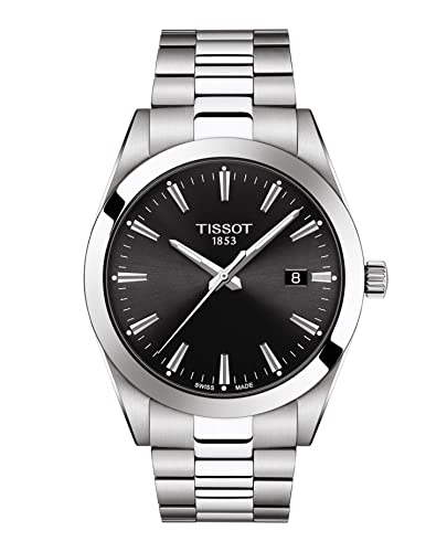 Tissot mens Gentleman Stainless Steel Dress Watch Grey T1274101105100