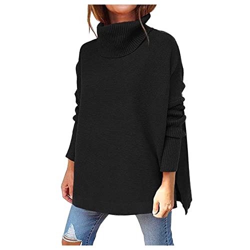 Black Gift Friday Deals 2023 Ugly Christmas Sweaters for Women 2023 Solid Color Winter Knited Turtleneck Long Sleeve Shirts Causal Chunky Pullover Friday My The 13th Orders Lightning Clearance Deal