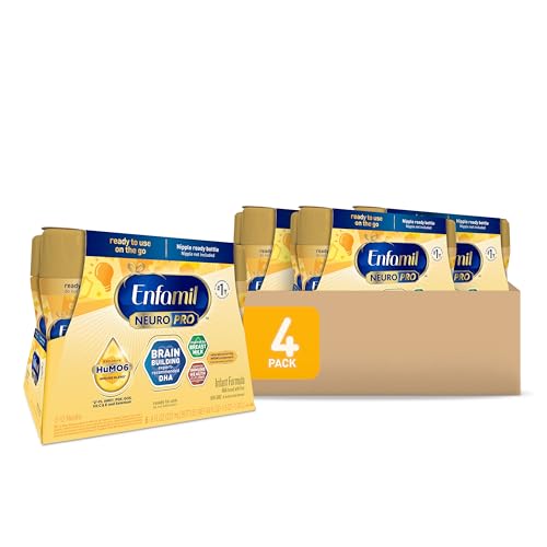 Enfamil NeuroPro Ready to Feed Baby Formula, Ready to Use, Brain and Immune Support with DHA, Iron and Prebiotics, Non-GMO, 8 Fl Oz, 4 Count (Pack of 6), Total 24 bottles