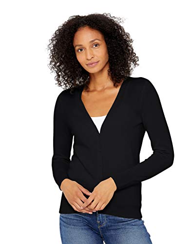 State Cashmere Button Front V-Neck Cardigan - Long Sleeve Sweater for Women Made with 100% Pure Cashmere Sourced from Inner Mongolia Goats - Soft, Lightweight & Versatile - (Black, Large)