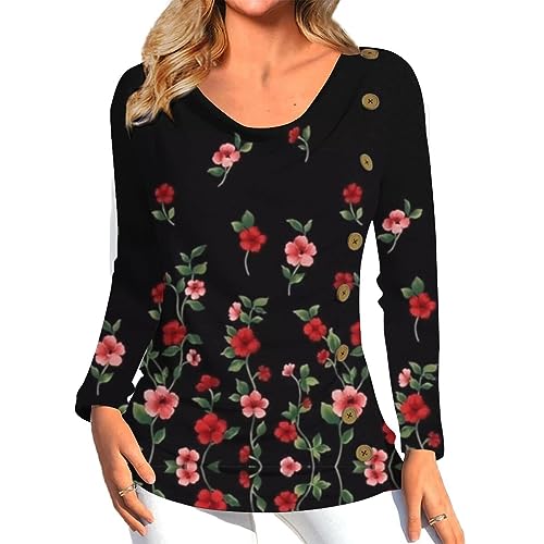 Long sleeve shirts for women Sexy Shirts for Women Slim Fit Stretchy Cold Shoulder Shirt Blouse Cold Shoulder Tunic Shirt Pleated Button Design Shirts Long Sleeve Printing Pullover Casual Stretchy Tee