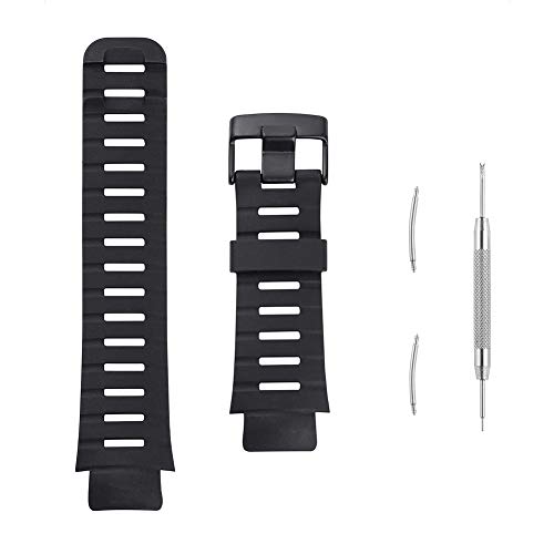 SENCATO Watch Band Compatible with Suunto X-Lander, Soft Rubber Replacement Wrist Strap for Suunto X-Lander Military Smart Watch, Black