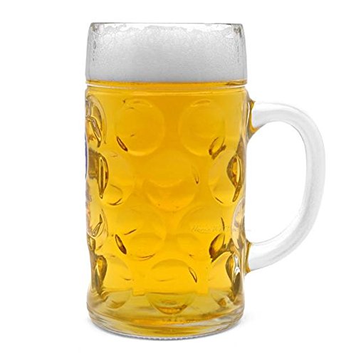 Home to Table Oktoberfest Large 44 Oz Dimpled Glass Jumbo Beer Mug With Handle Glass Steins, Perfect For Coffee/Tea Glass, Everyday Drinking Glasses, Cocktail Glasses
