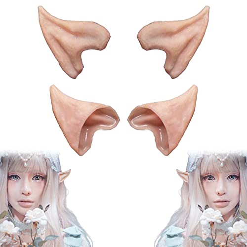 HOMEYA Elf Ears Halloween Cosplay Costumes Pointed Prosthetic Ear Tips Christmas Cosplay Gift for Women Men (2 Pairs)