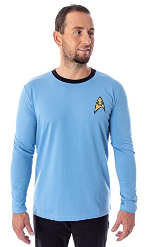 Star Trek The Original Series Men's TOS Costume Long Sleeve Tee Shirt - (Spock, Large)