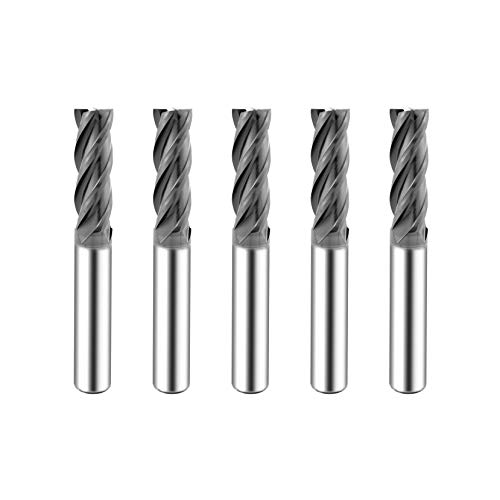 SPEED TIGER Micrograin Carbide Square End Mill - 4 Flute - ISE1/8'4T (5 Pieces, 1/8') - for Milling Alloy Steels, Hardened Steel, Metal & More – Mill Bits Sets for DIYers & Professionals